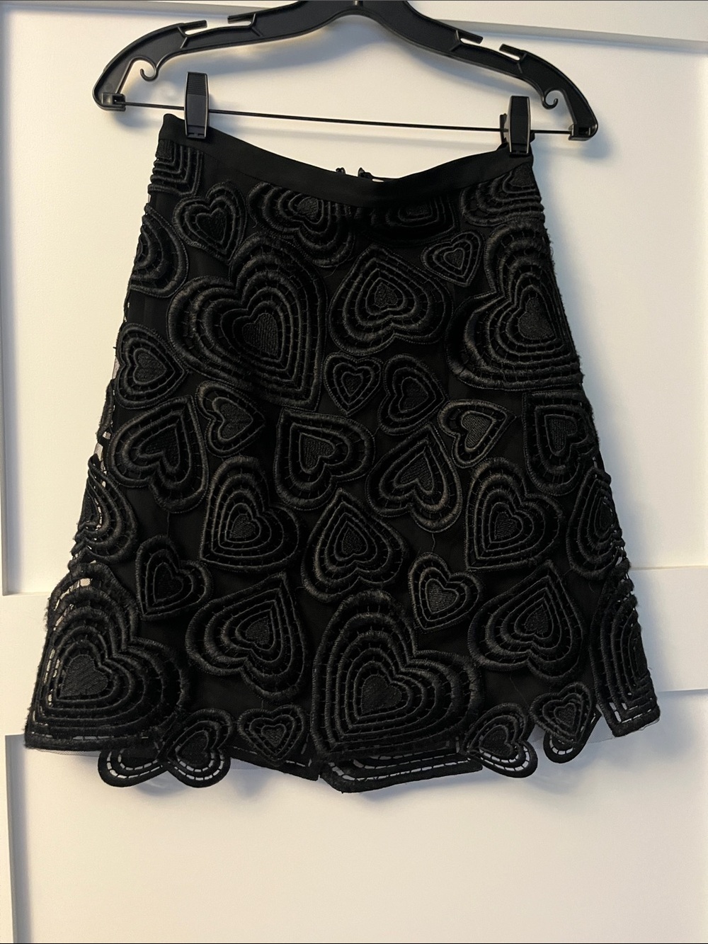 Christopher Kane Black Heart Appliqué Mini Skirt Size 6